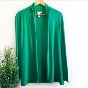 White + Warren • silk cardigan green size xsmall